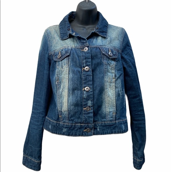 Liquid Jeans Distressed Jean Jacket Women’s Medium - Picture 1 of 7